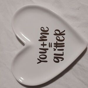 YOU+ME =GLITTER Mini Ceramic Heart Trinket Dish Jewelry Tray